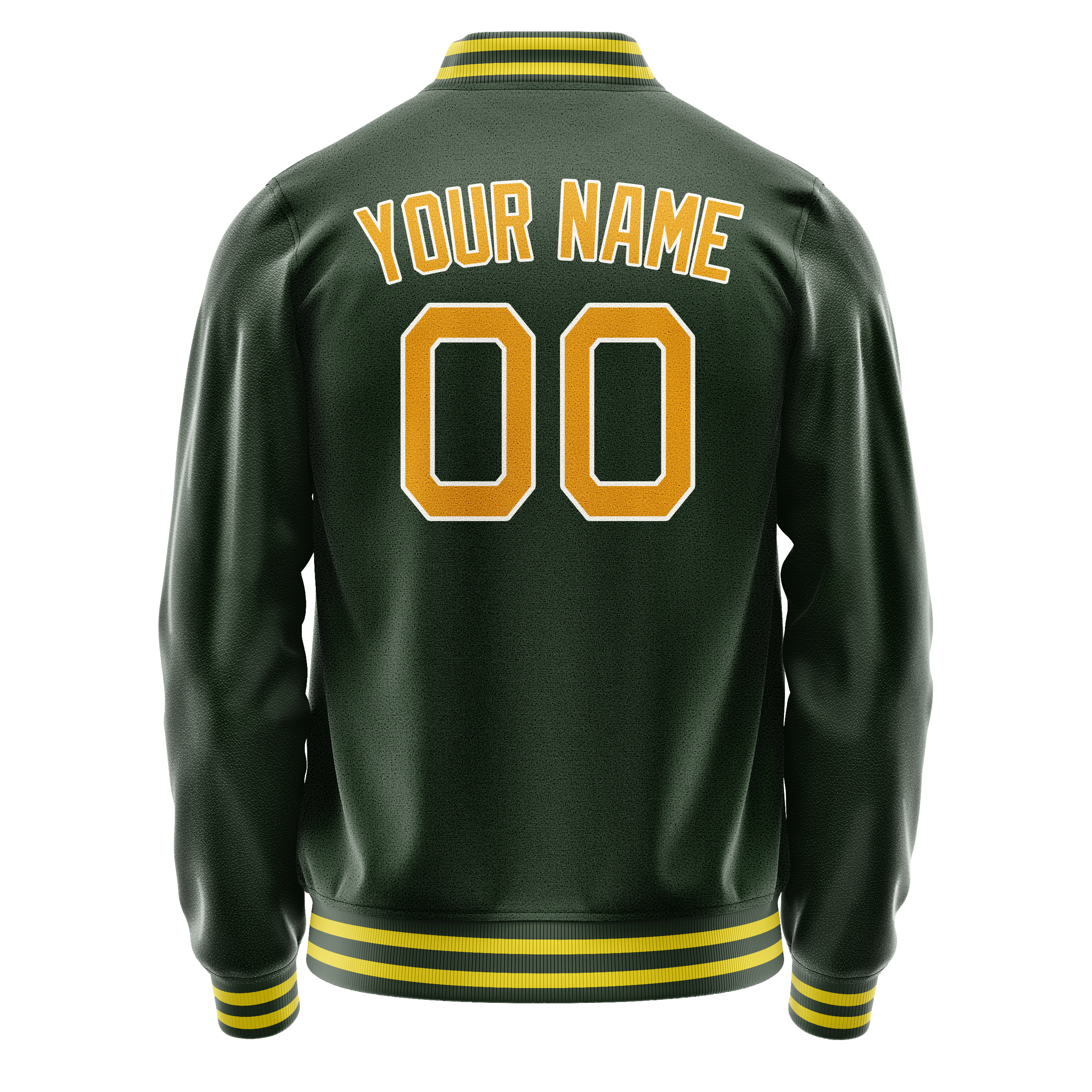Personalized Green & Gold Solid Color Varsity Letterman Jacket