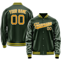 Personalized Green & Gold Solid Color Varsity Letterman Jacket