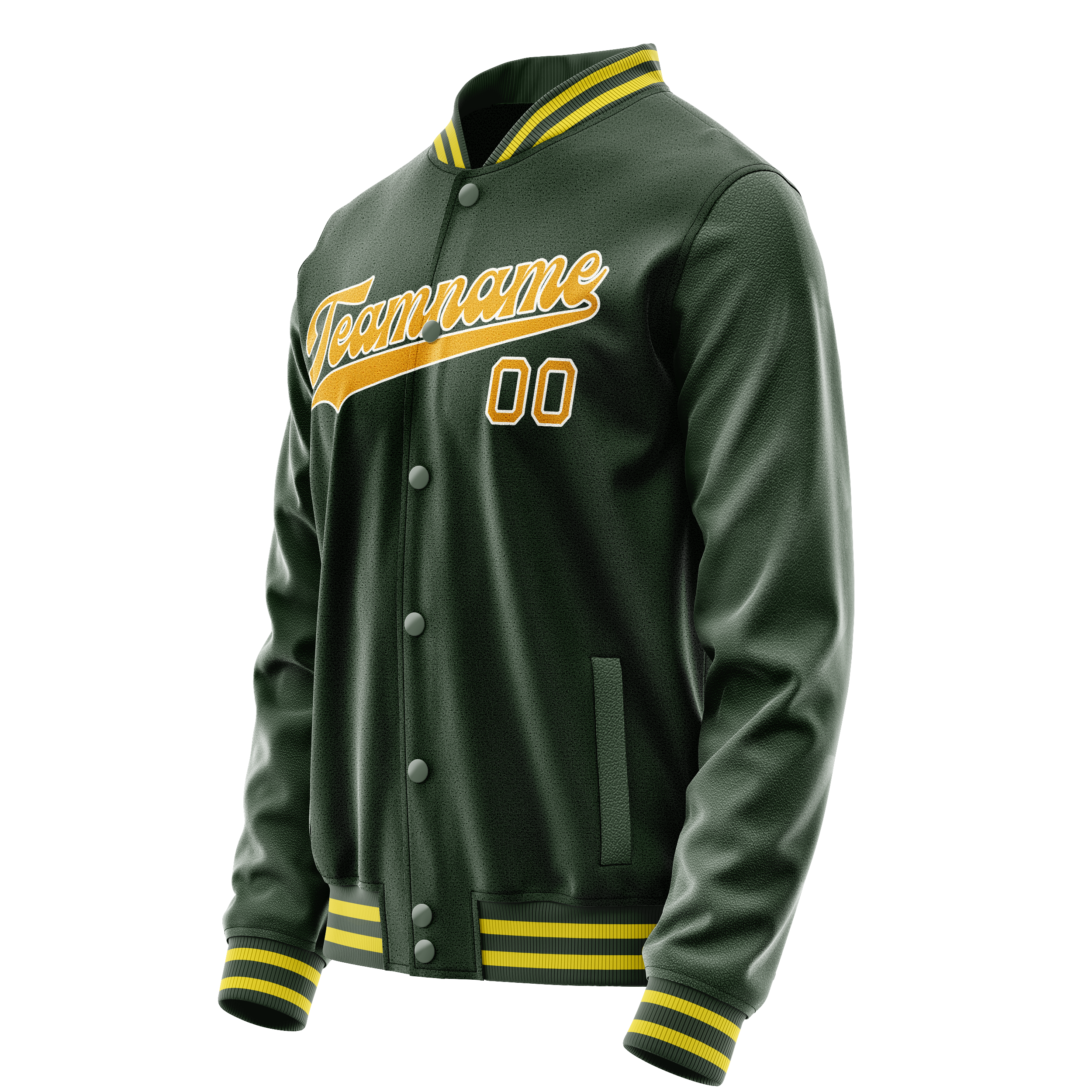 Personalized Green & Gold Solid Color Varsity Letterman Jacket