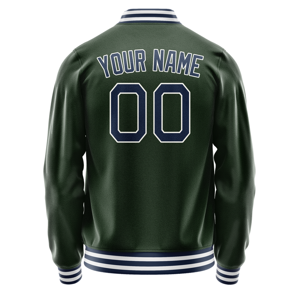 Personalized Green & Navy Solid Color Varsity Letterman Jacket
