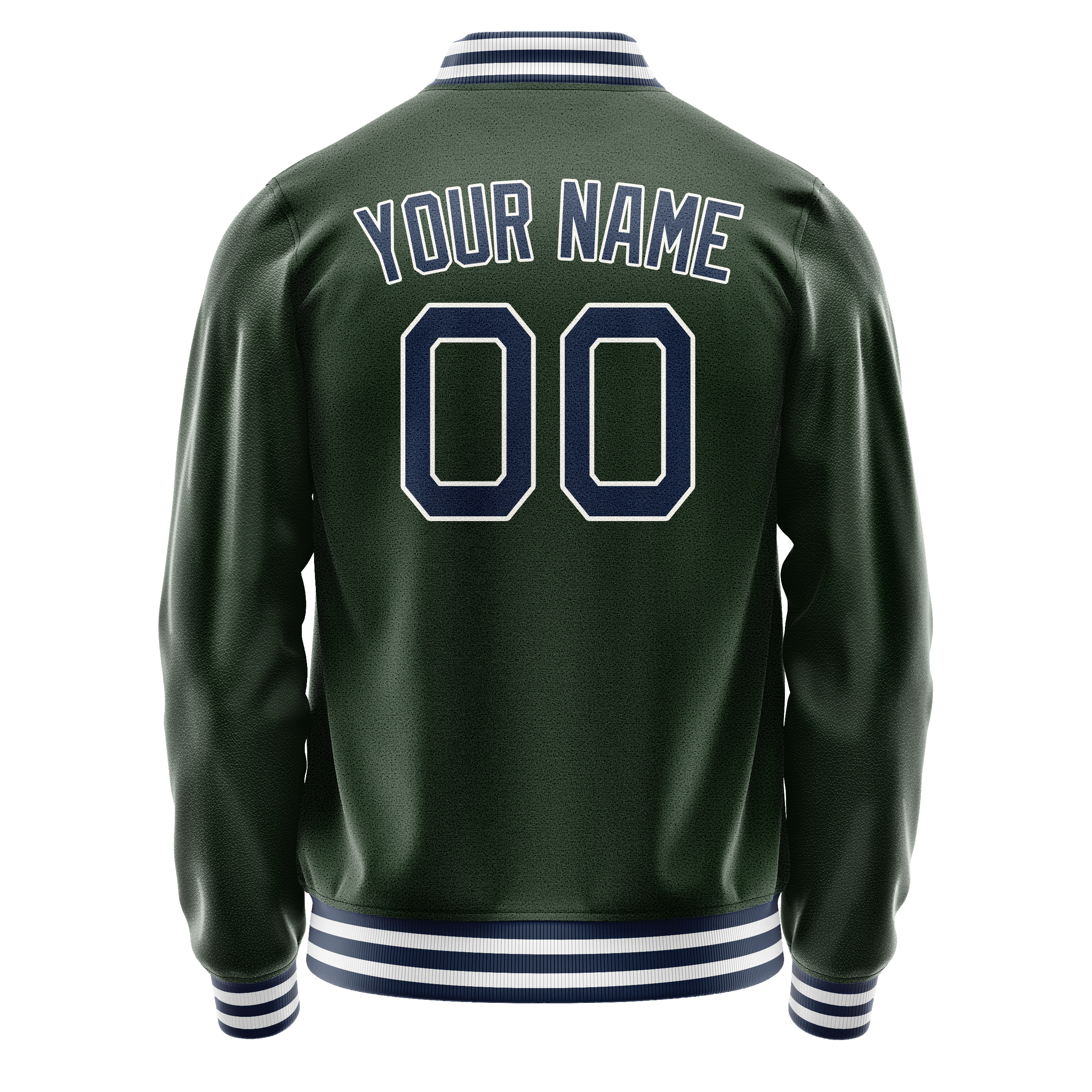 Personalized Green & Navy Solid Color Varsity Letterman Jacket