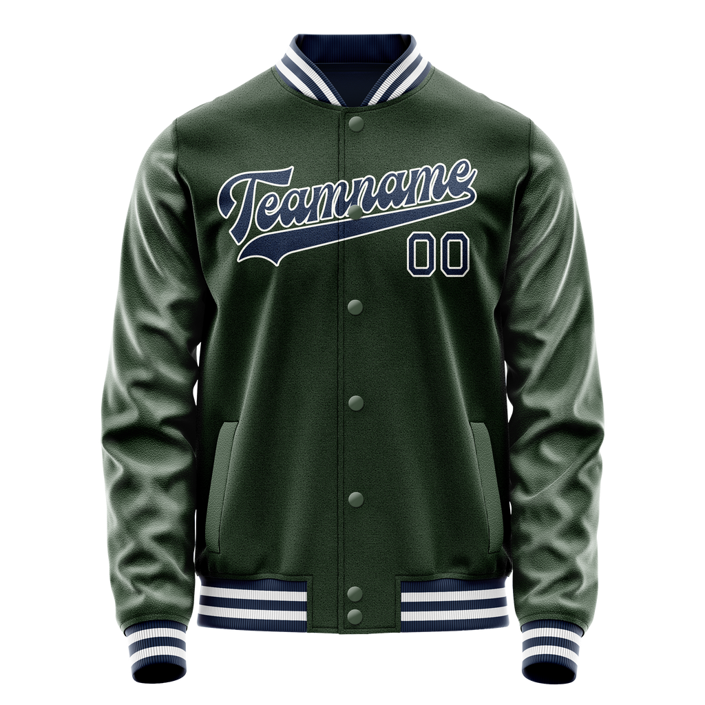 Personalized Green & Navy Solid Color Varsity Letterman Jacket