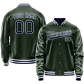 Personalized Green & Navy Solid Color Varsity Letterman Jacket