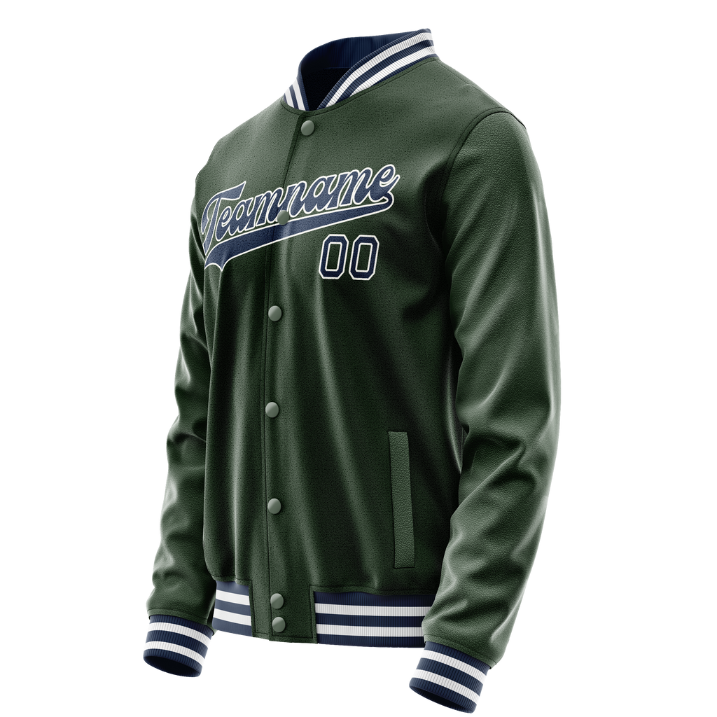 Personalized Green & Navy Solid Color Varsity Letterman Jacket