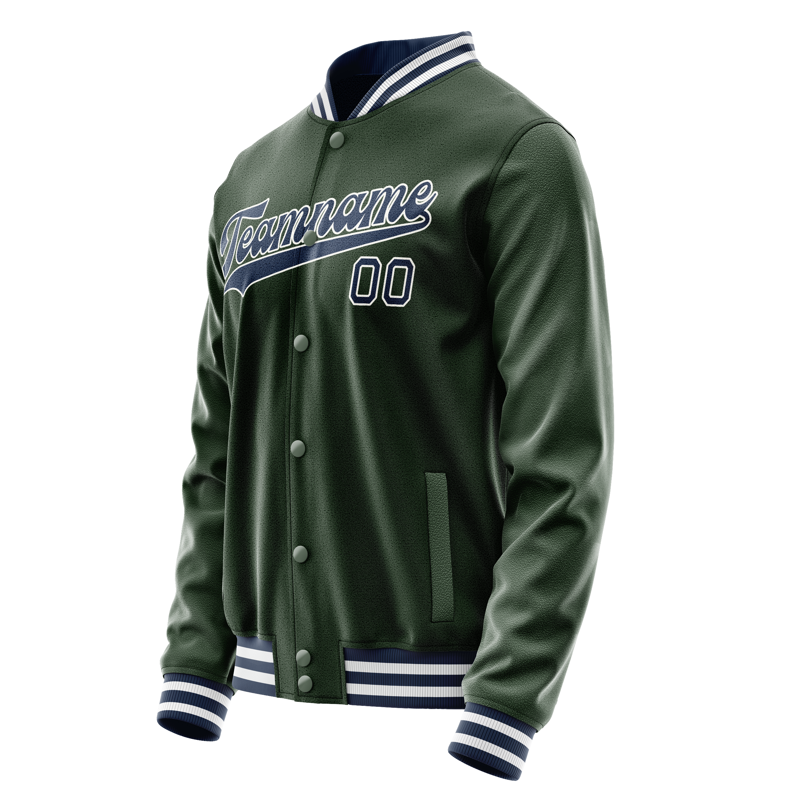 Personalized Green & Navy Solid Color Varsity Letterman Jacket
