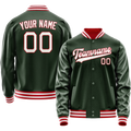 Personalized Green & White Solid Color Varsity Letterman Jacket