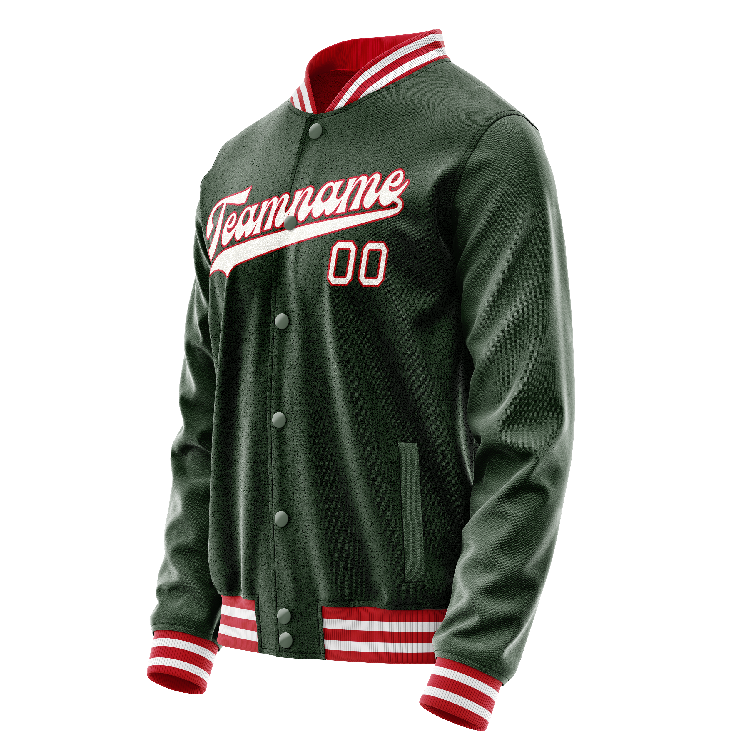 Personalized Green & White Solid Color Varsity Letterman Jacket