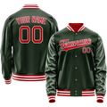 Personalized Green & Red Solid Color Varsity Letterman Jacket