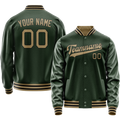 Personalized Green & Old-Gold Solid Color Varsity Letterman Jacket