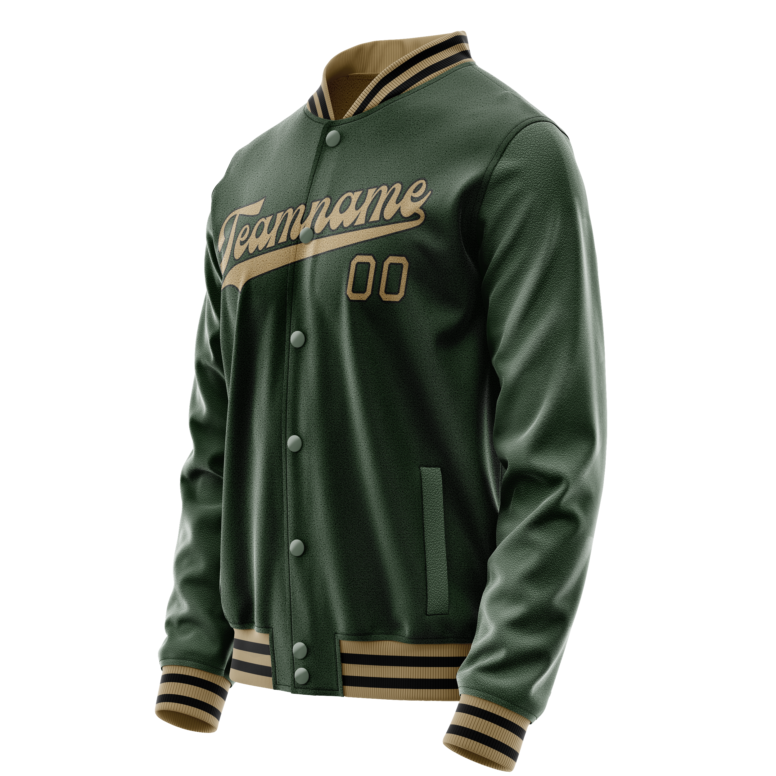 Personalized Green & Old-Gold Solid Color Varsity Letterman Jacket