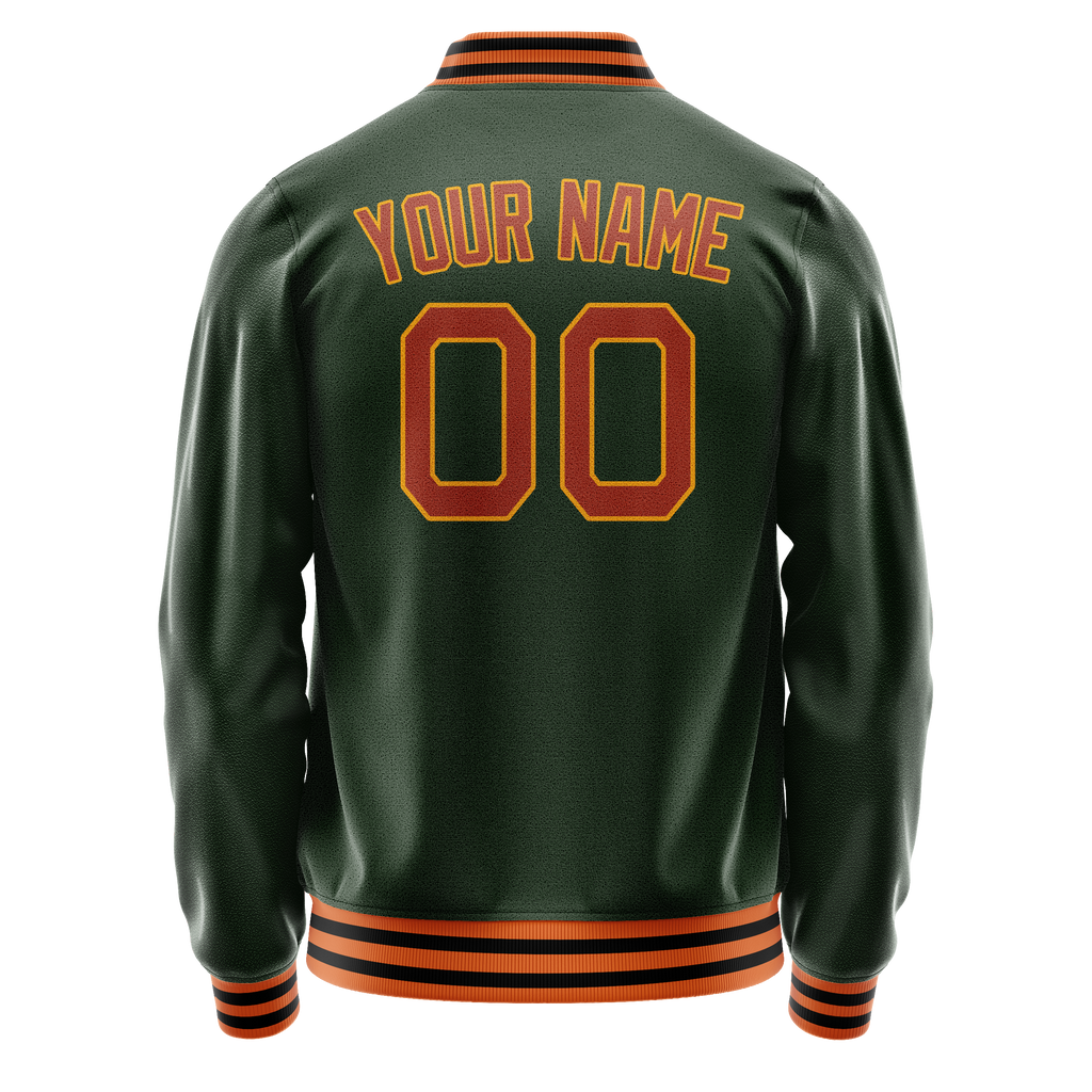 Personalized Green & Orange Solid Color Varsity Letterman Jacket