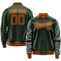 Personalized Green & Orange Solid Color Varsity Letterman Jacket