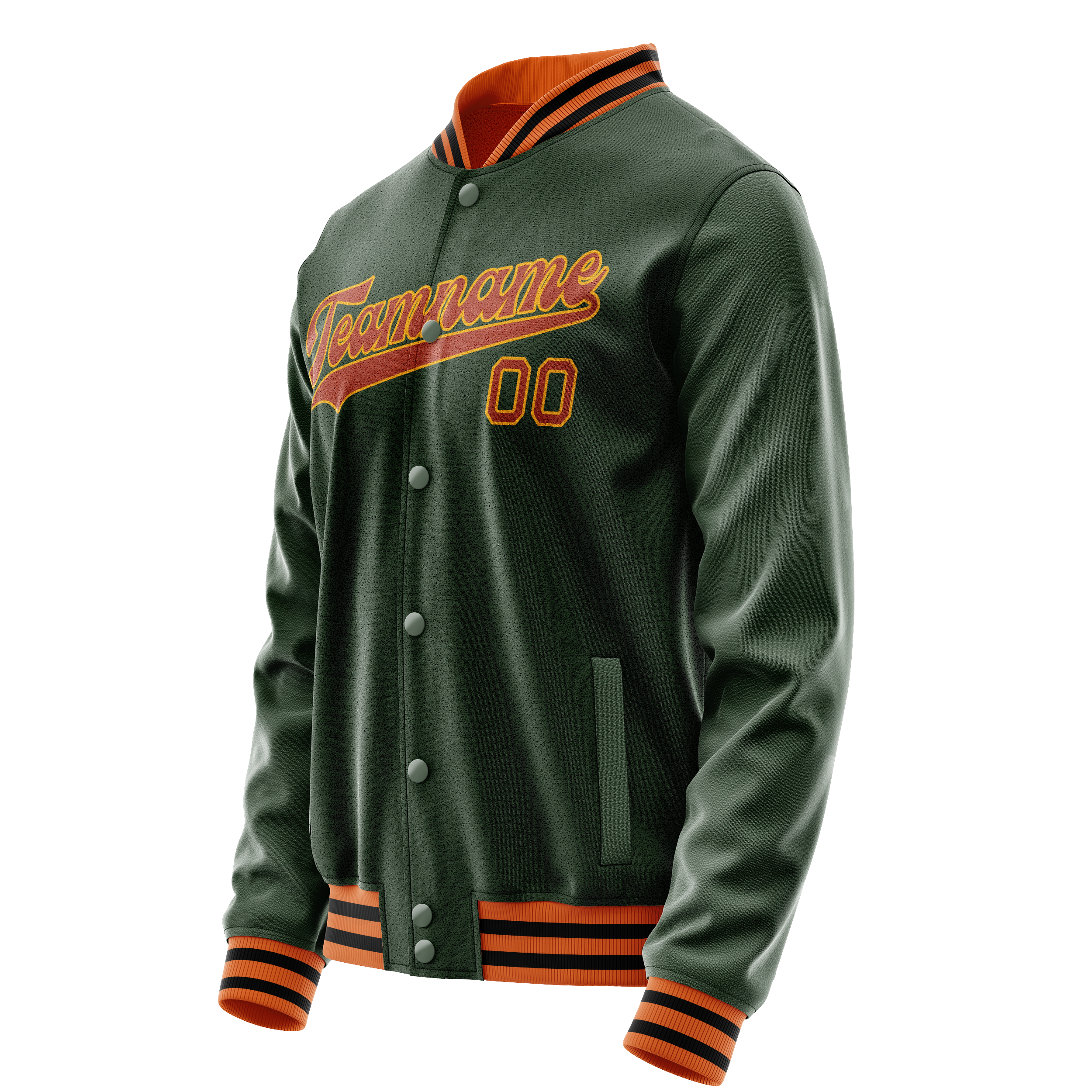 Personalized Green & Orange Solid Color Varsity Letterman Jacket