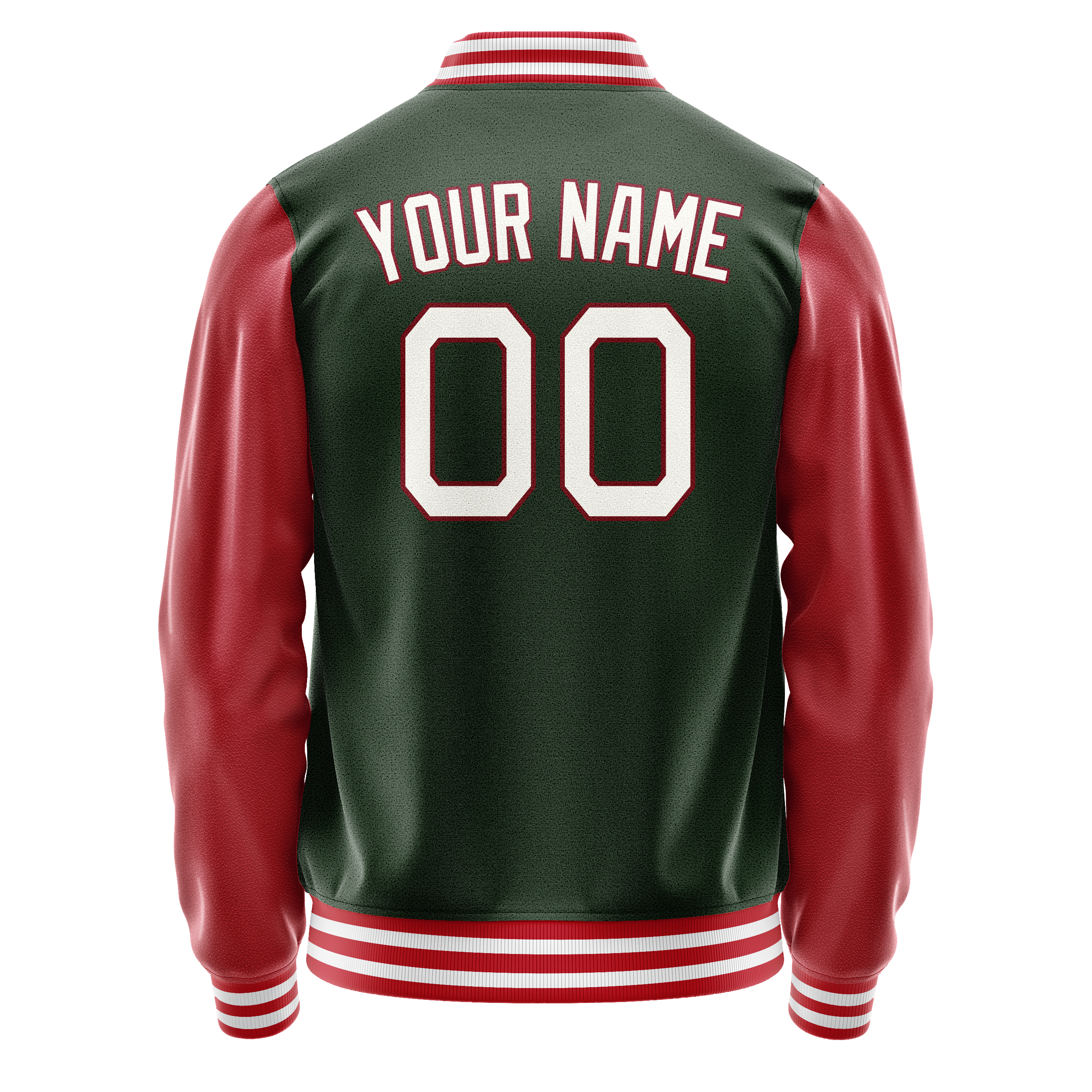 Personalized Green & Crimson Solid Color Varsity Letterman Jacket