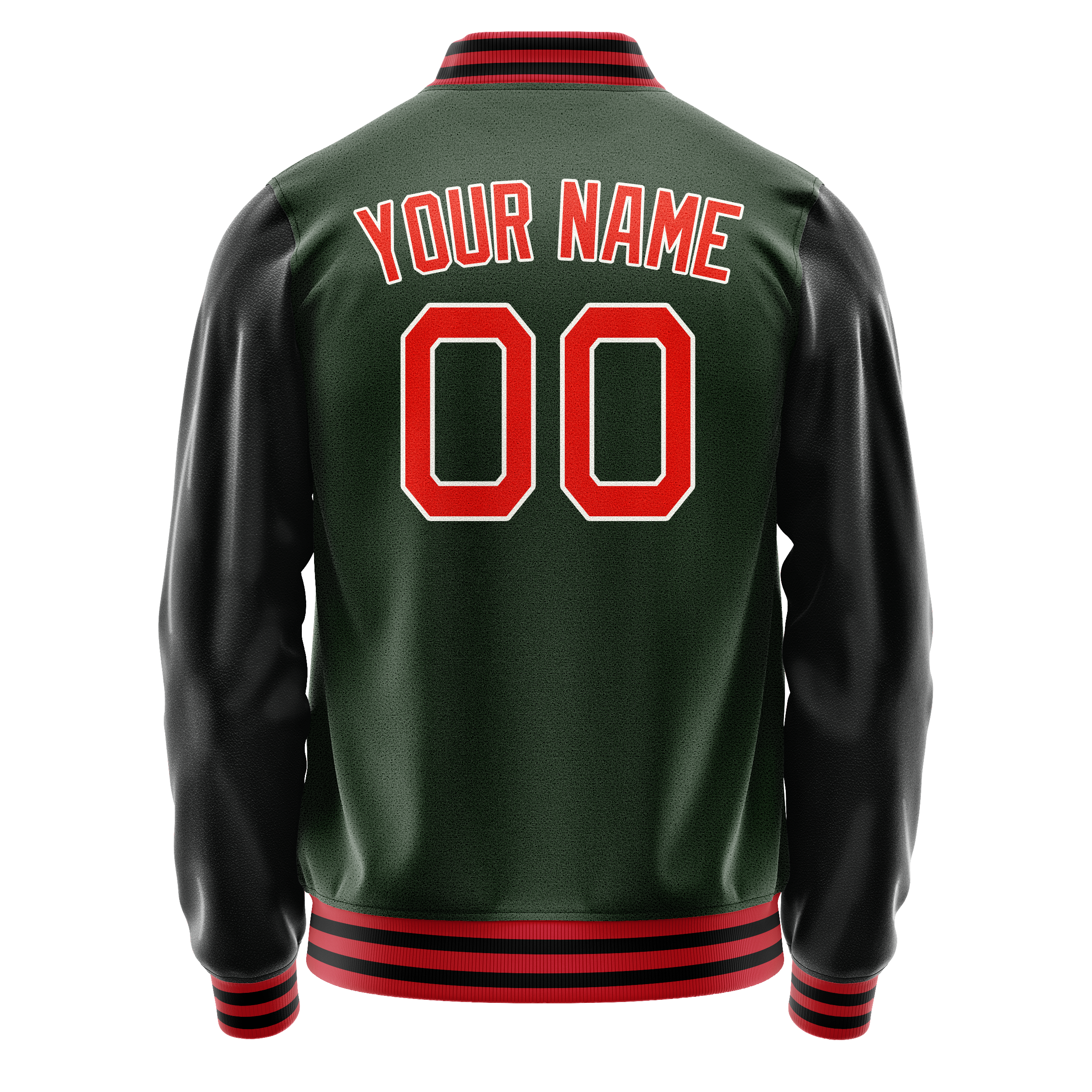 Personalized Green & Orange Solid Color Varsity Letterman Jacket