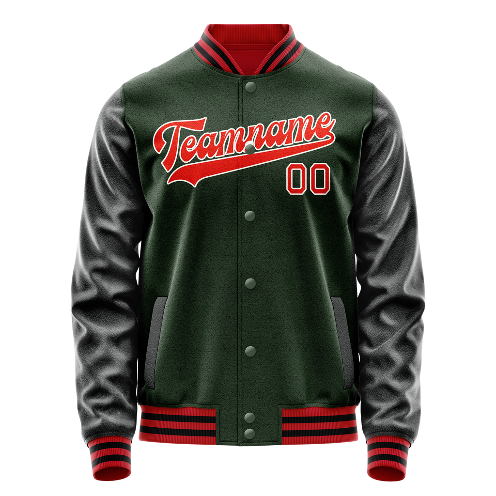 Personalized Green & Orange Solid Color Varsity Letterman Jacket