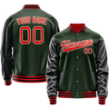 Personalized Green & Orange Solid Color Varsity Letterman Jacket