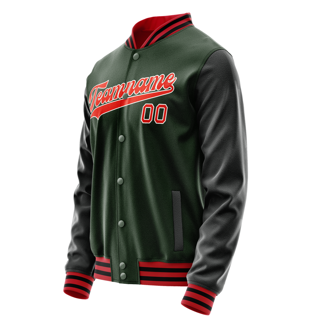 Personalized Green & Orange Solid Color Varsity Letterman Jacket