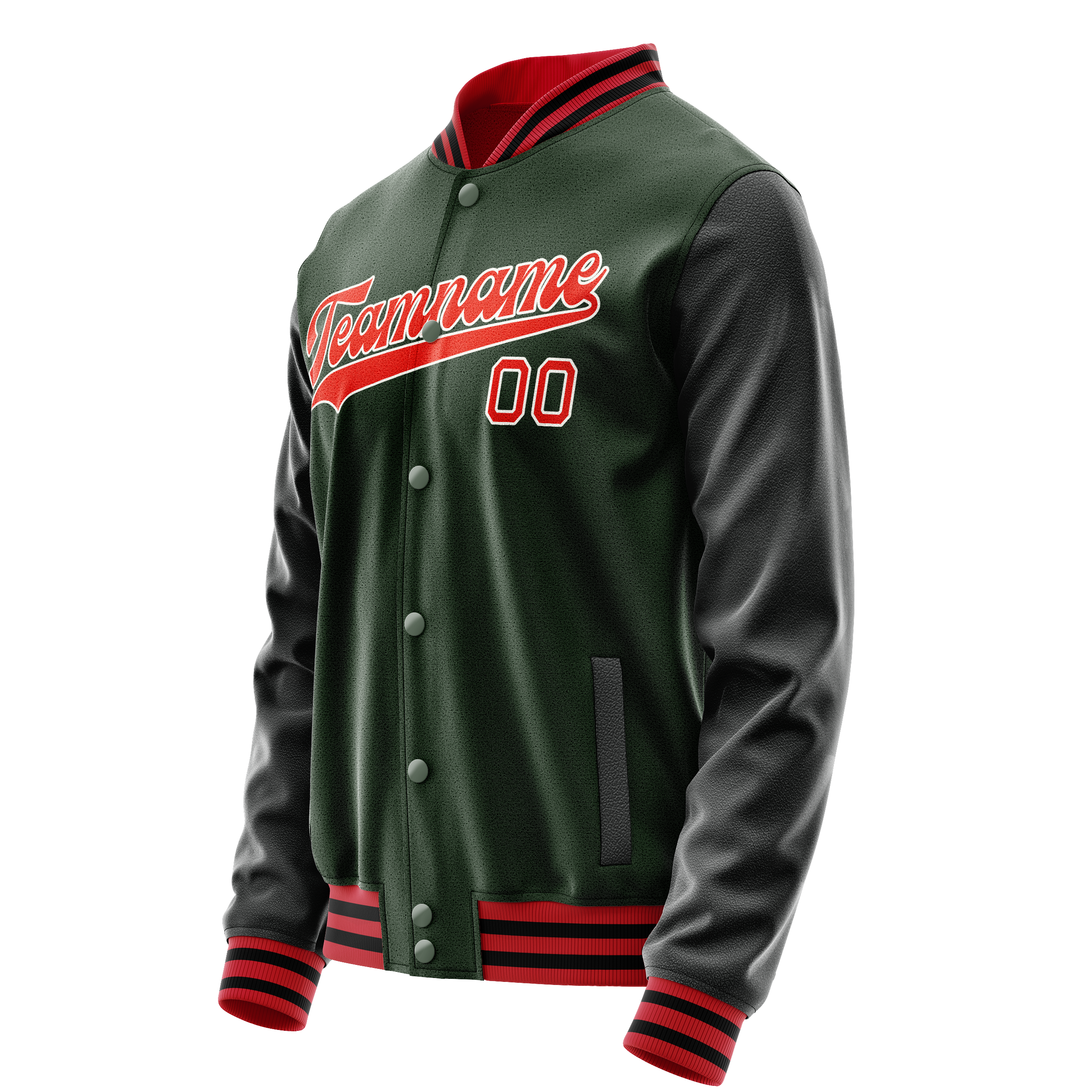 Personalized Green & Orange Solid Color Varsity Letterman Jacket