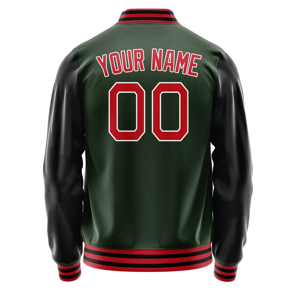 Personalized Green & Orange Solid Color Varsity Letterman Jacket
