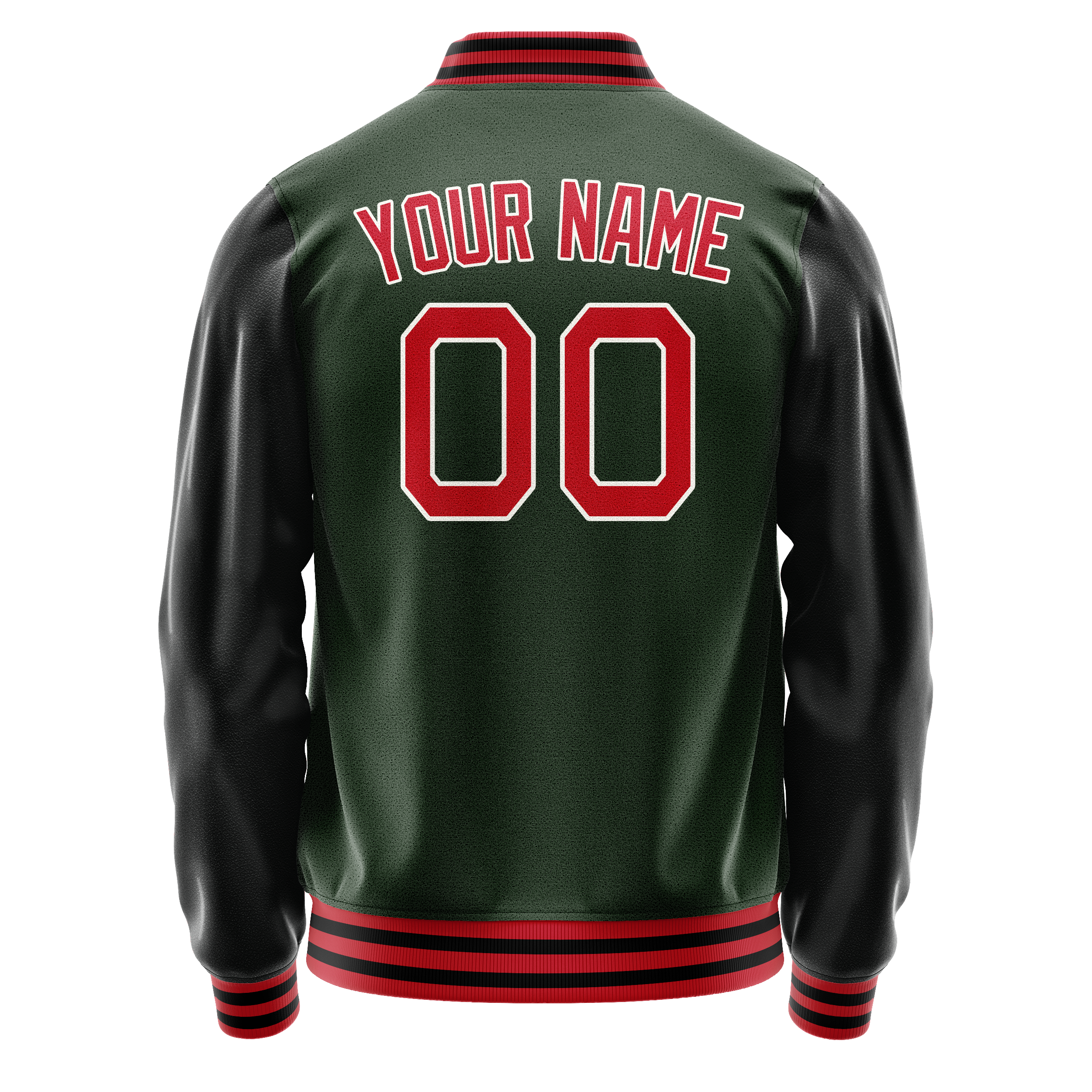 Personalized Green & Orange Solid Color Varsity Letterman Jacket