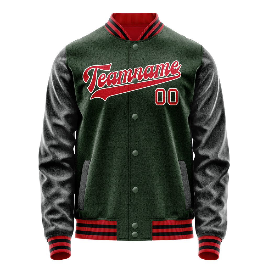 Personalized Green & Orange Solid Color Varsity Letterman Jacket