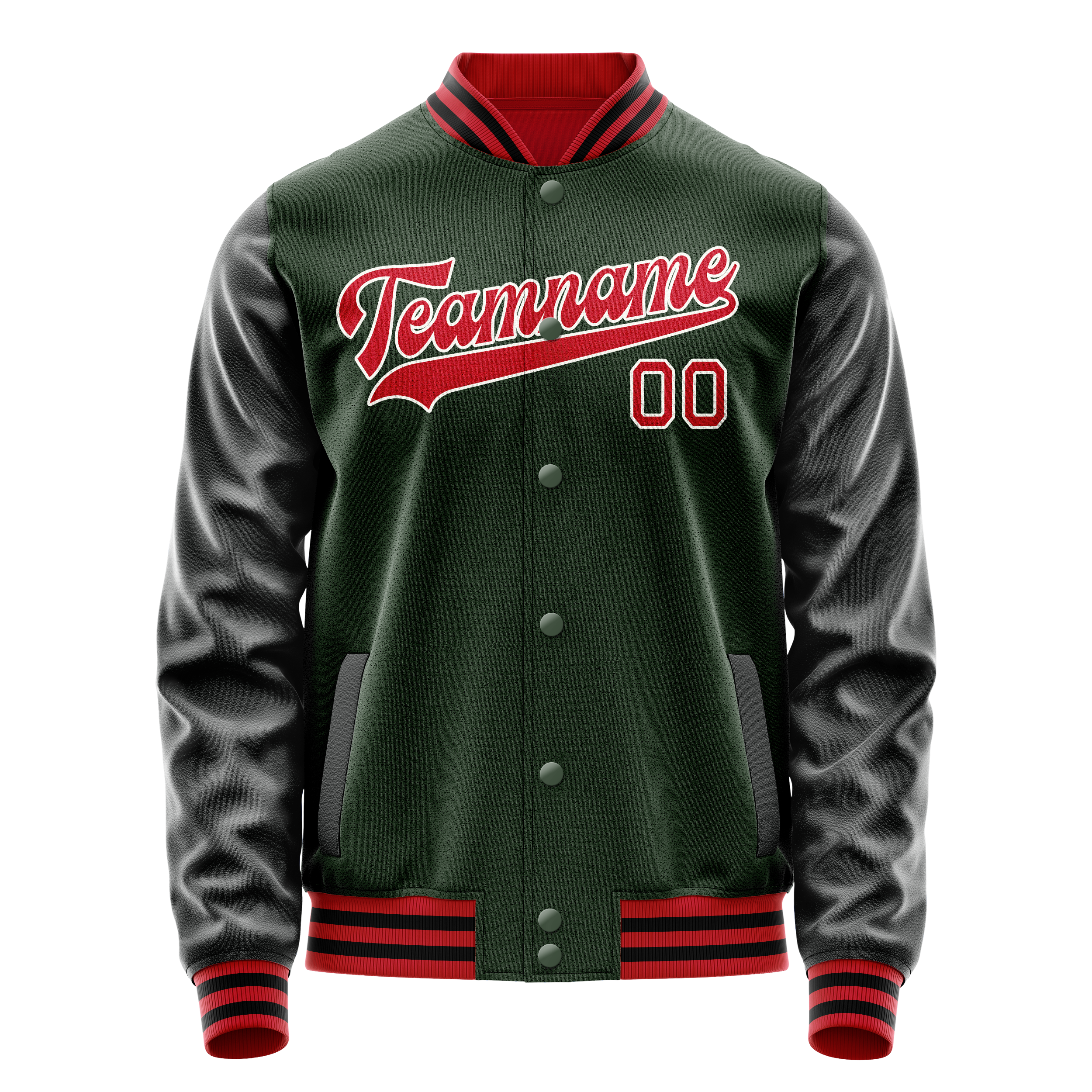 Personalized Green & Orange Solid Color Varsity Letterman Jacket
