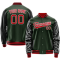 Personalized Green & Orange Solid Color Varsity Letterman Jacket