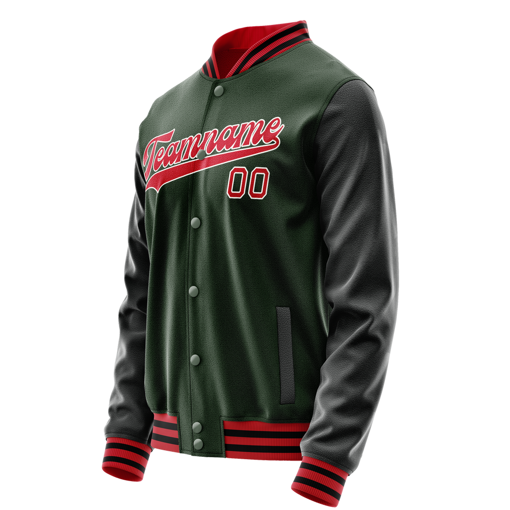 Personalized Green & Orange Solid Color Varsity Letterman Jacket