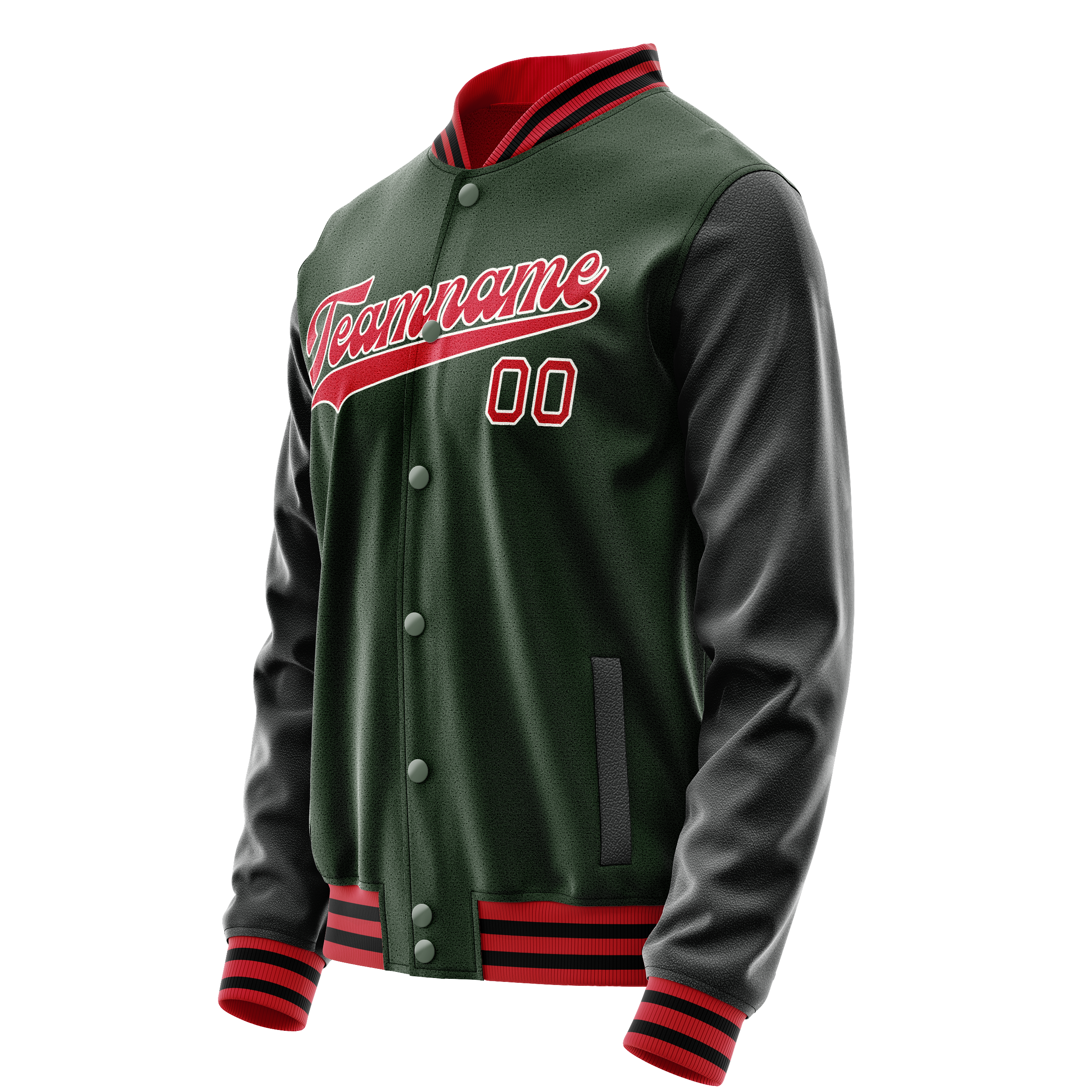 Personalized Green & Orange Solid Color Varsity Letterman Jacket