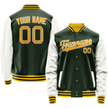 Personalized Green & Gold Solid Color Varsity Letterman Jacket