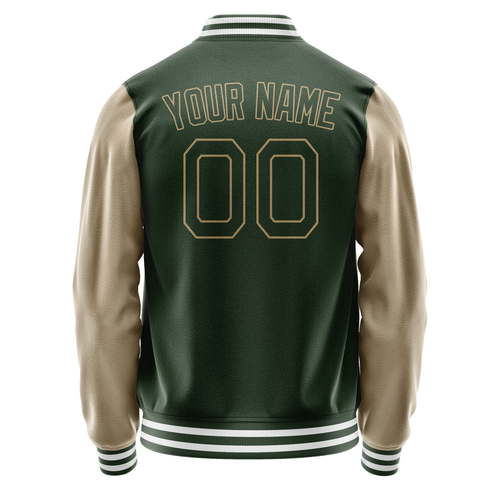 Personalized Green & Cream Solid Color Varsity Letterman Jacket