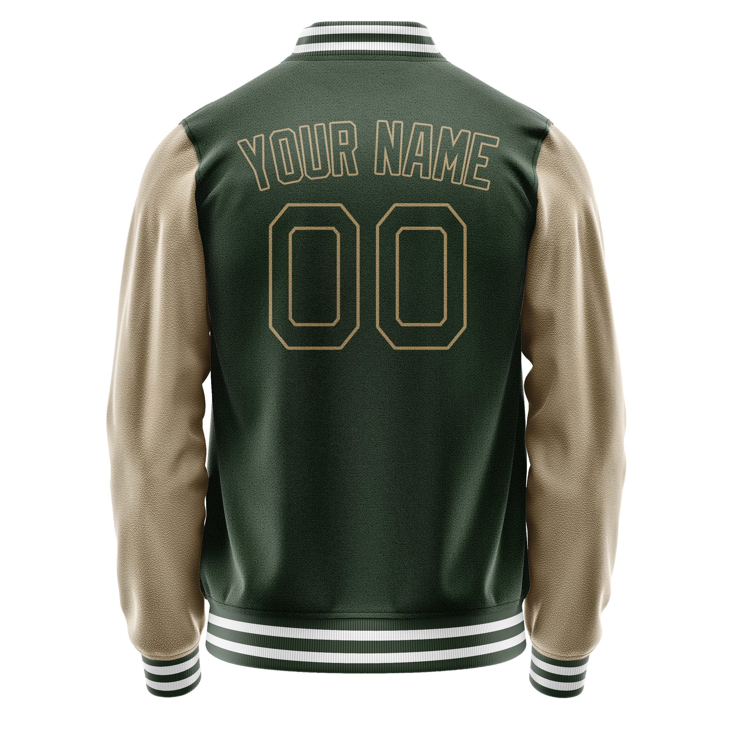 Personalized Green & Cream Solid Color Varsity Letterman Jacket