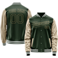 Personalized Green & Cream Solid Color Varsity Letterman Jacket