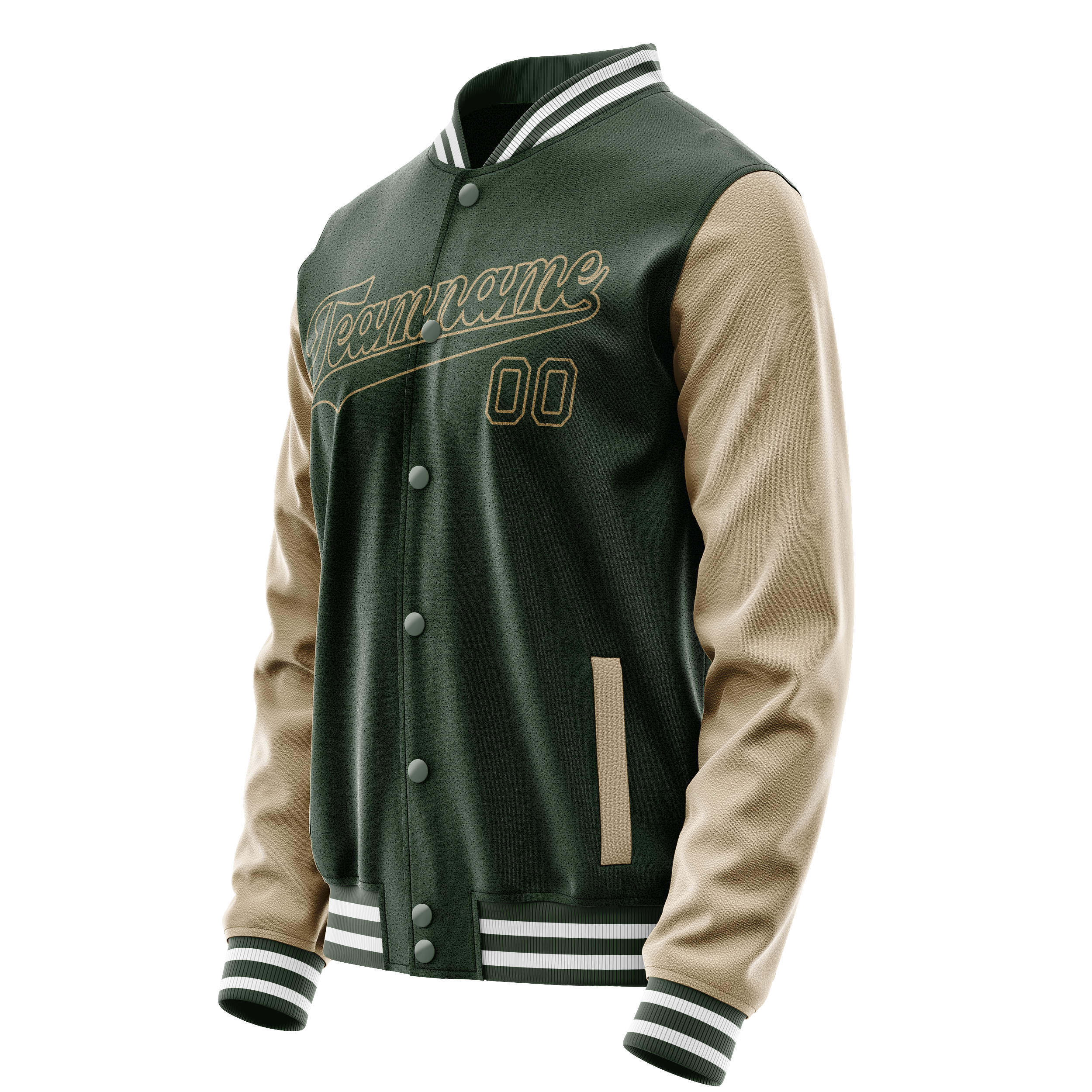 Personalized Green & Cream Solid Color Varsity Letterman Jacket