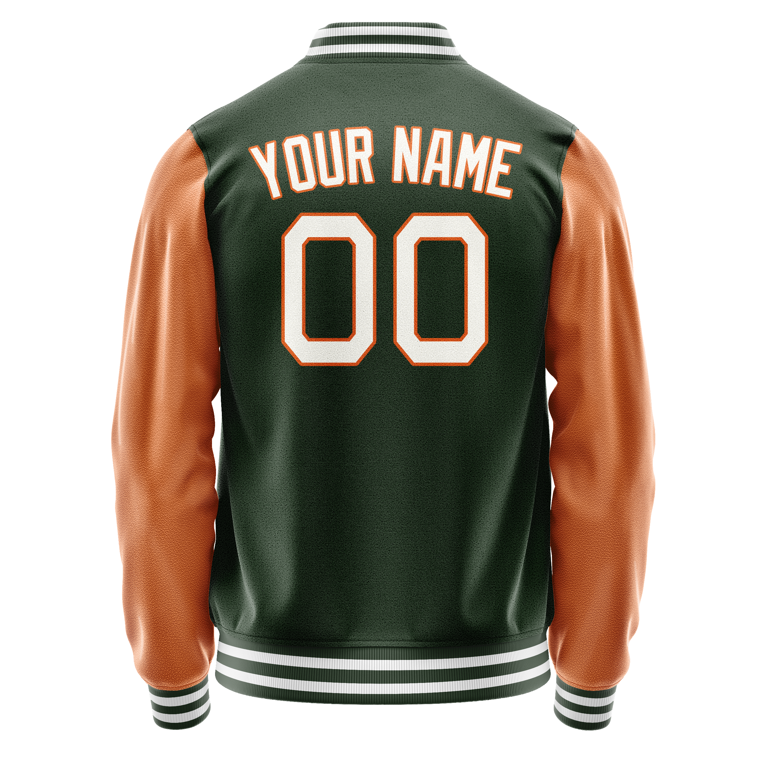 Personalized Green & Orange Solid Color Varsity Letterman Jacket