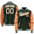 Personalized Green & Orange Solid Color Varsity Letterman Jacket