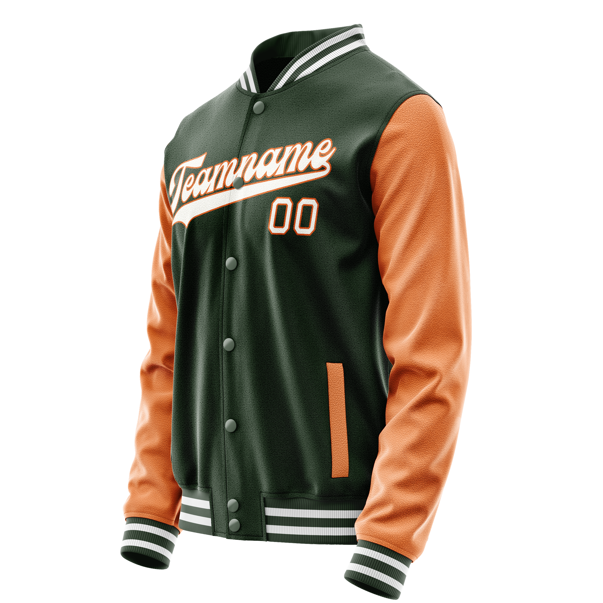 Personalized Green & Orange Solid Color Varsity Letterman Jacket