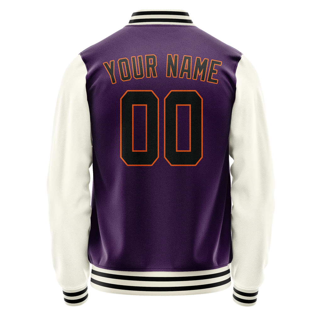 Personalized Purple & Cream Solid Color Varsity Letterman Jacket