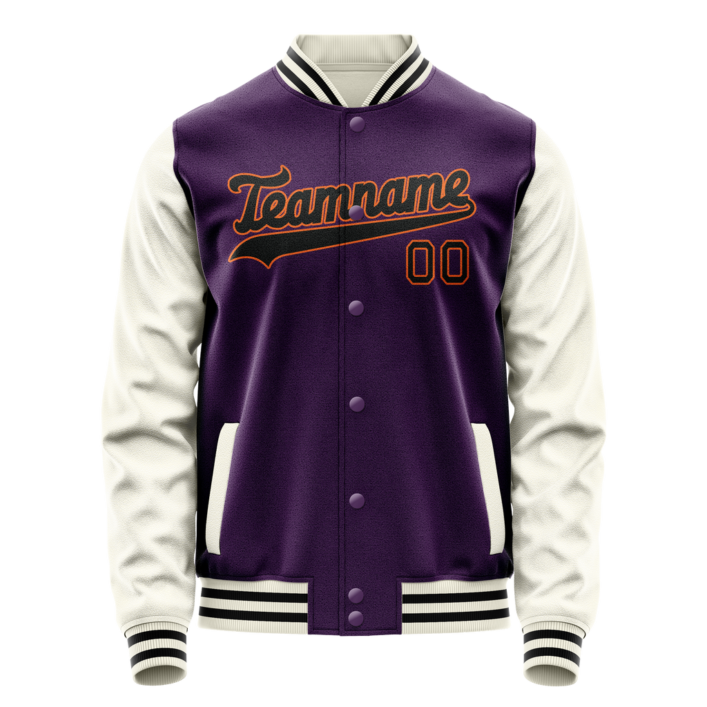 Personalized Purple & Cream Solid Color Varsity Letterman Jacket