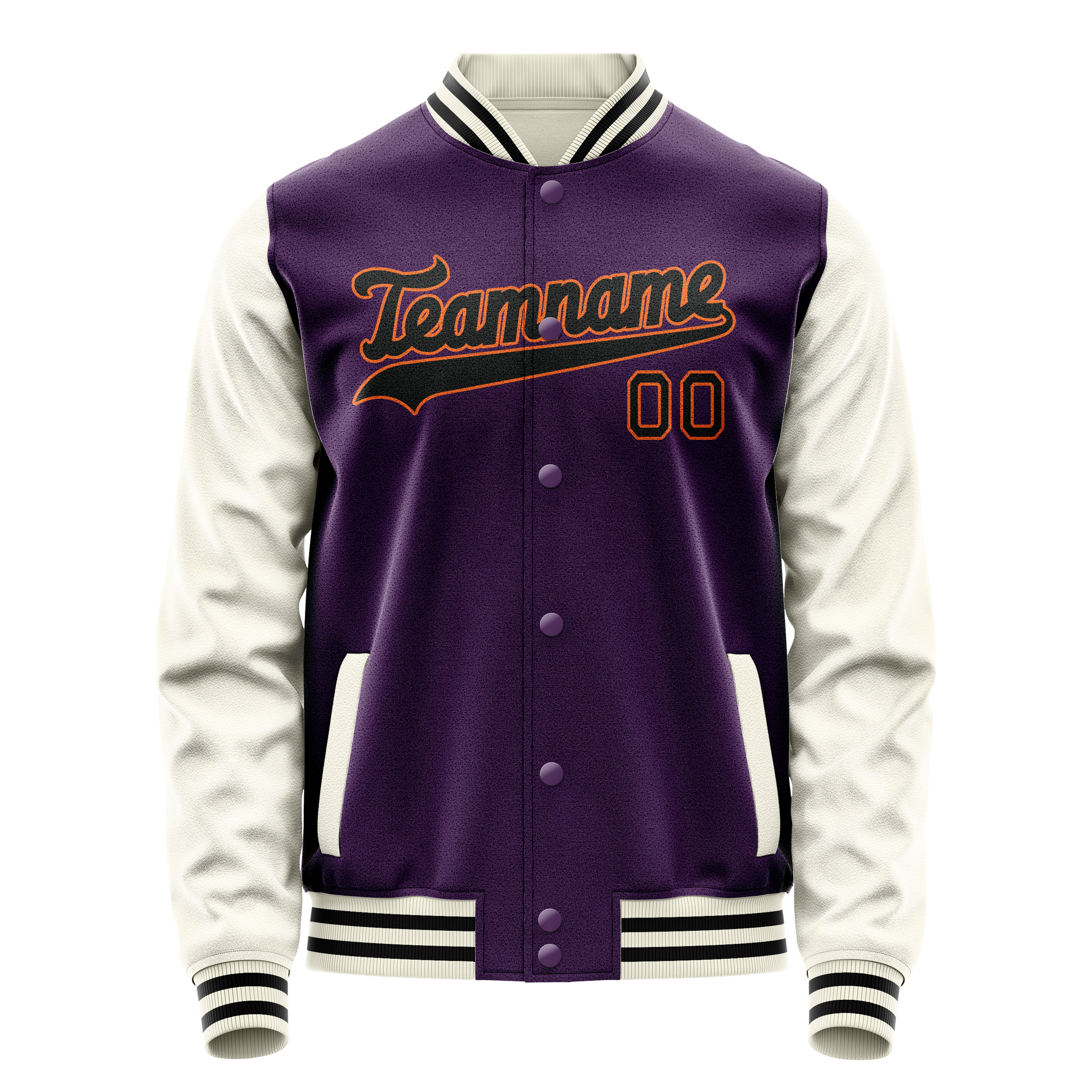 Personalized Purple & Cream Solid Color Varsity Letterman Jacket