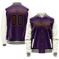 Personalized Purple & Cream Solid Color Varsity Letterman Jacket