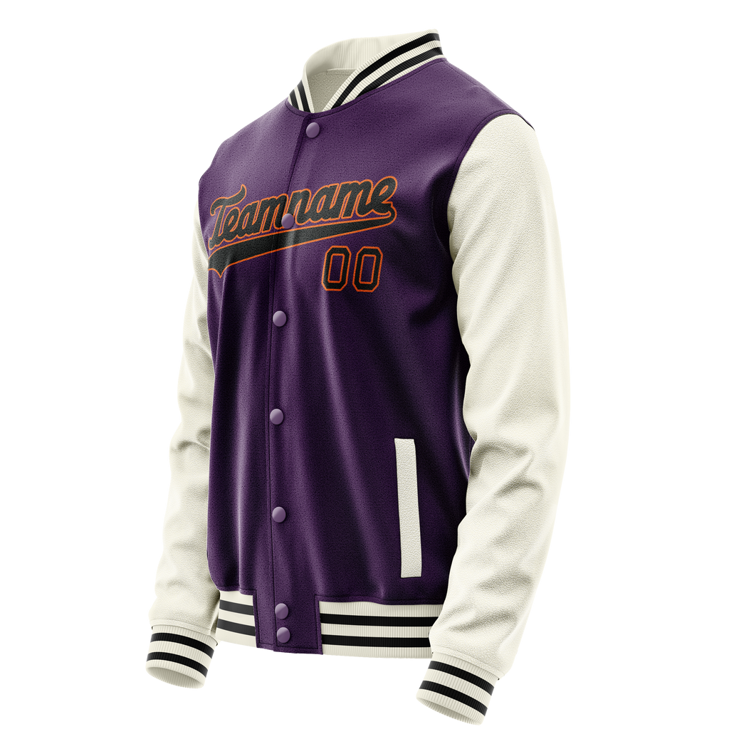 Personalized Purple & Cream Solid Color Varsity Letterman Jacket