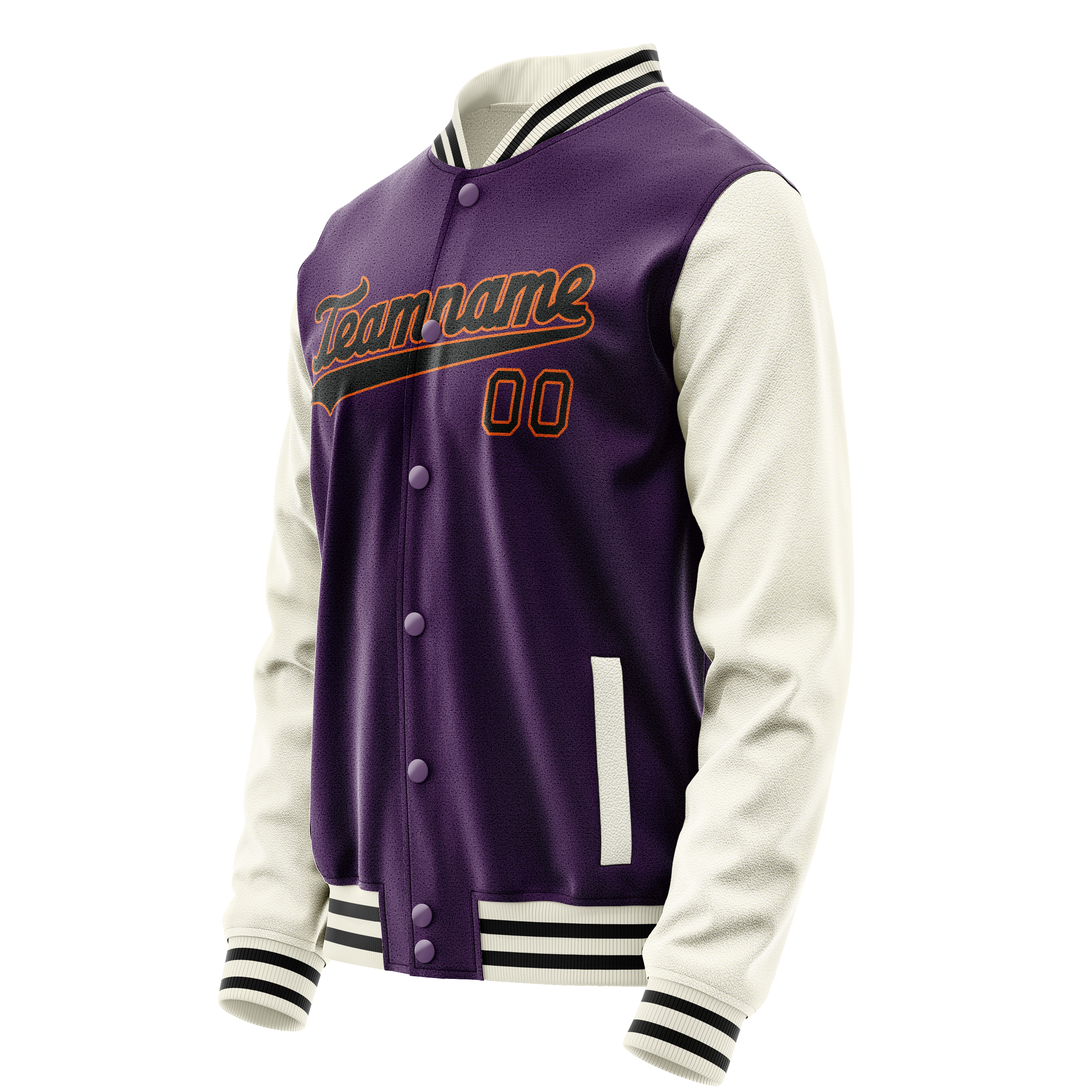 Personalized Purple & Cream Solid Color Varsity Letterman Jacket