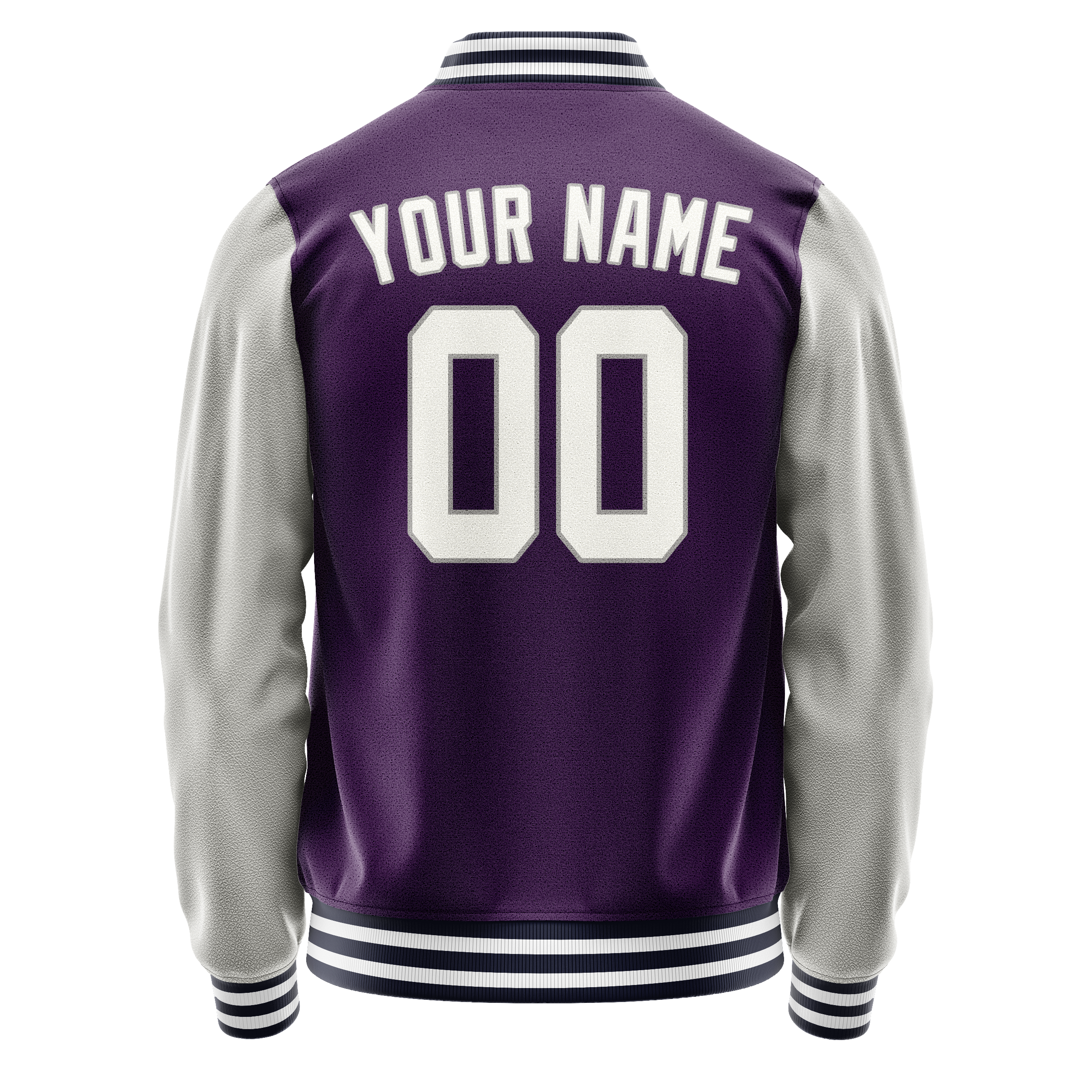 Personalized Purple & Gray Solid Color Varsity Letterman Jacket