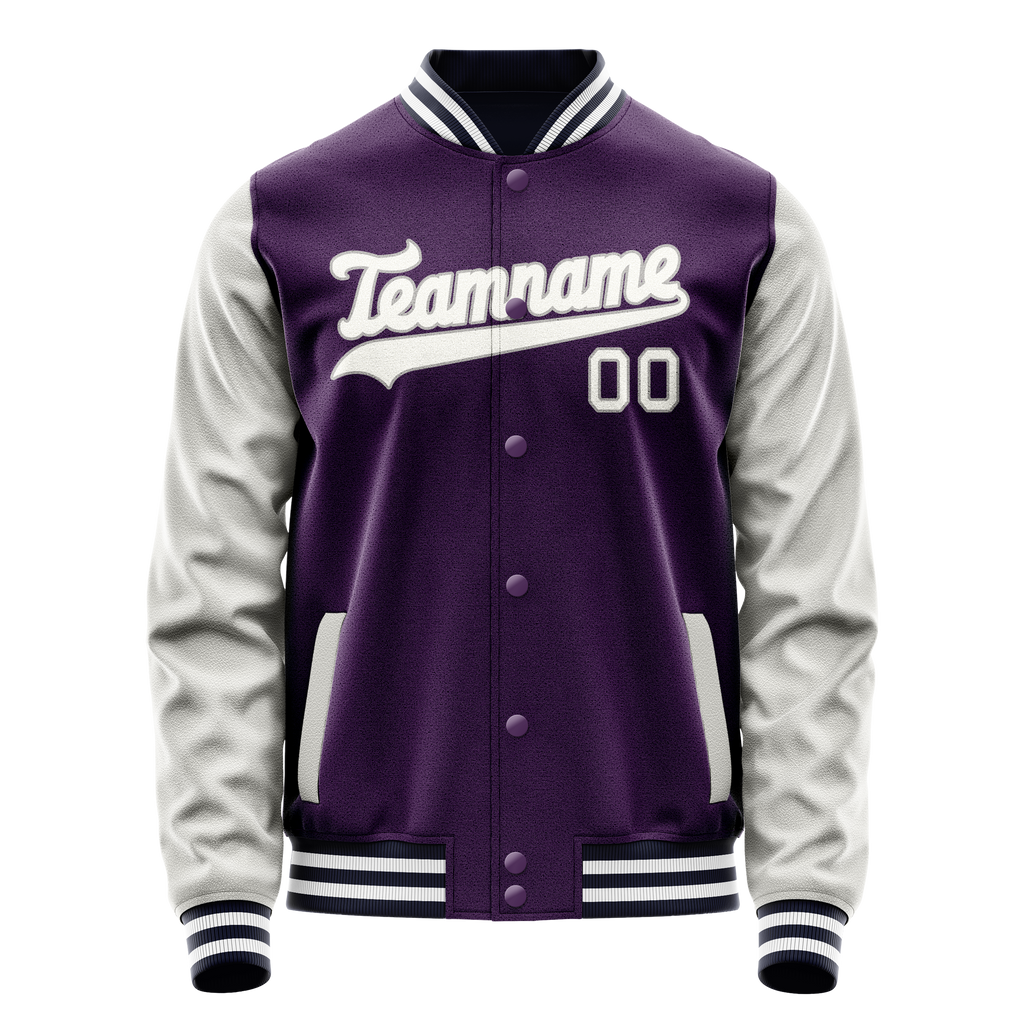 Personalized Purple & Gray Solid Color Varsity Letterman Jacket