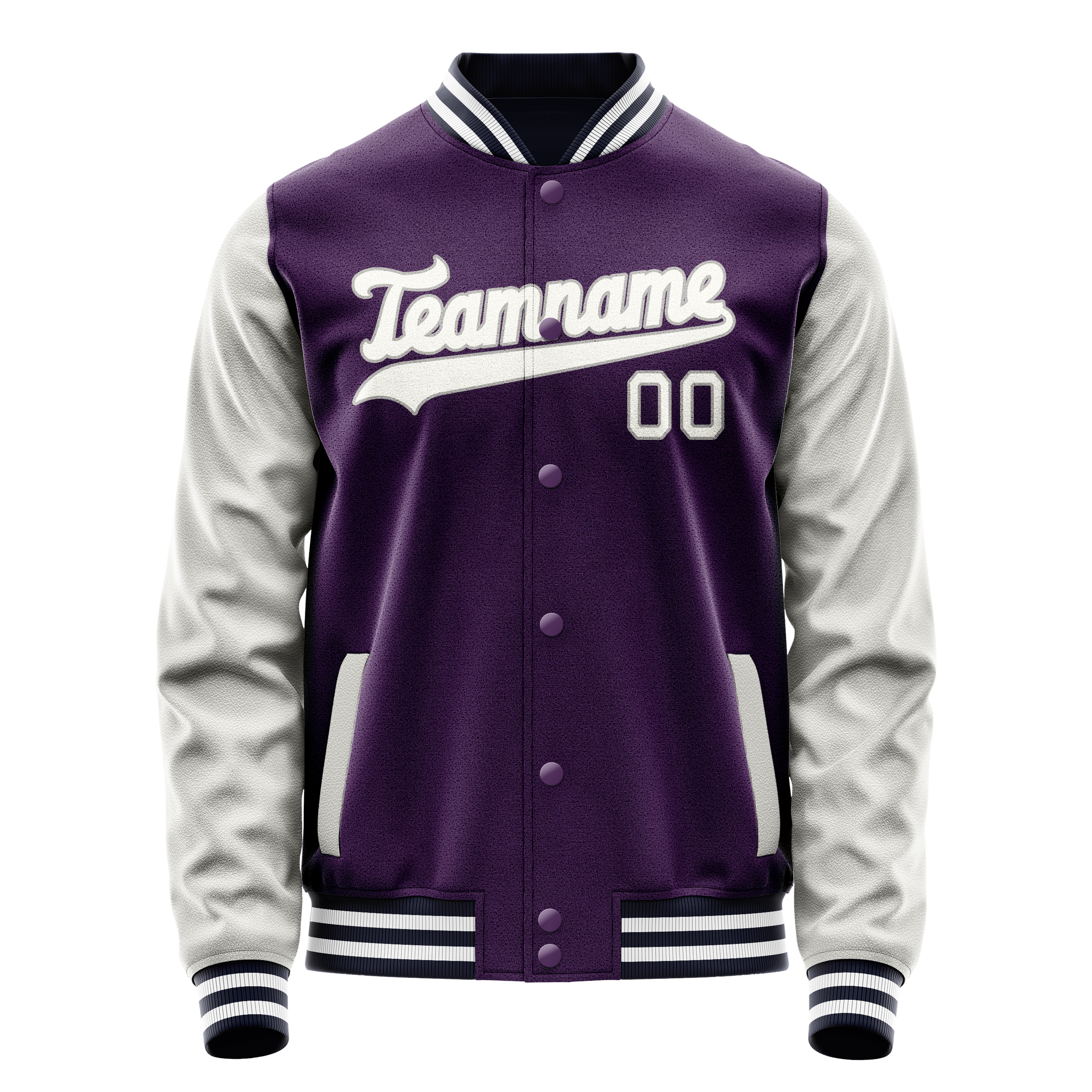 Personalized Purple & Gray Solid Color Varsity Letterman Jacket