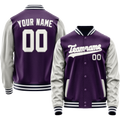 Personalized Purple & Gray Solid Color Varsity Letterman Jacket