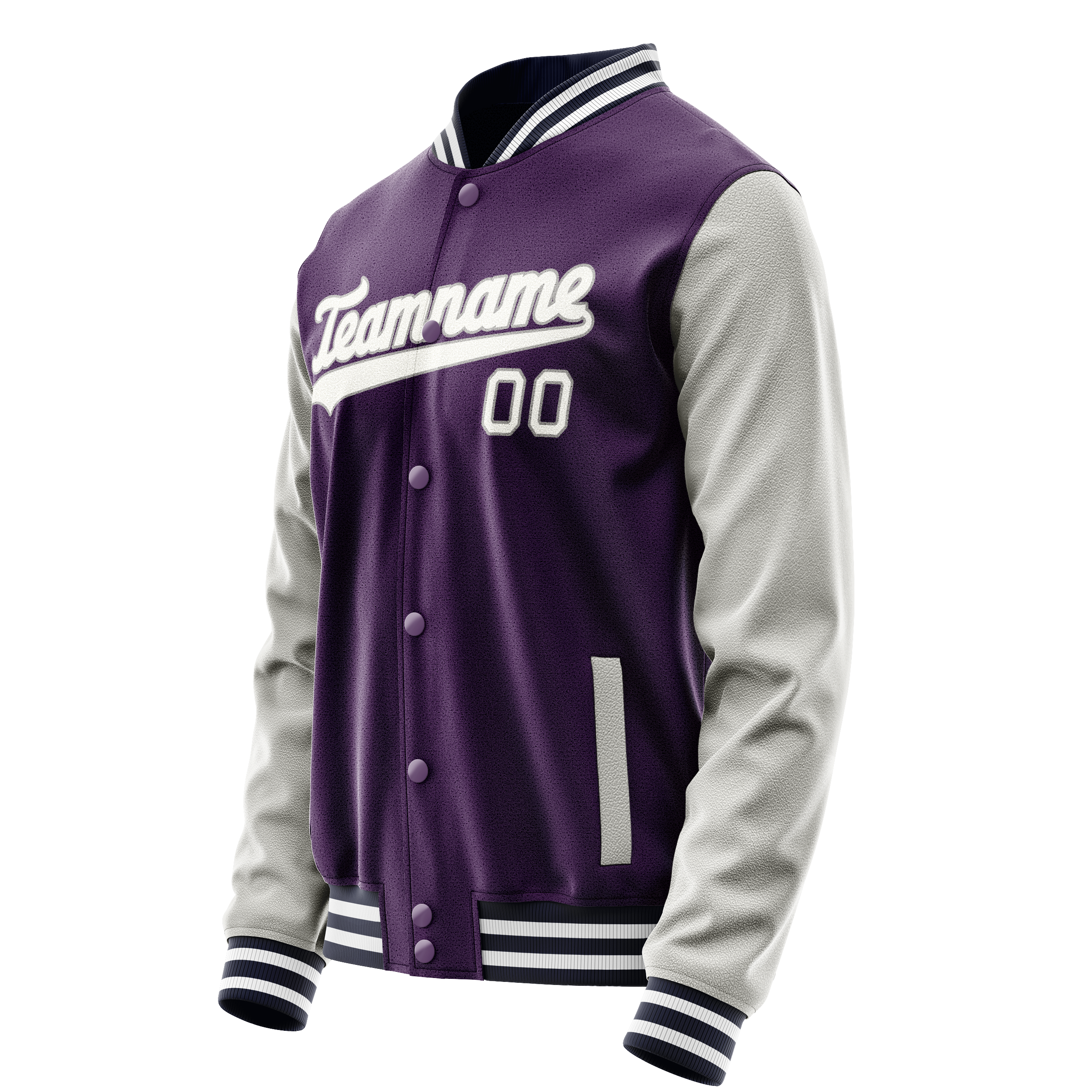 Personalized Purple & Gray Solid Color Varsity Letterman Jacket