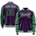 Personalized Purple & Green Solid Color Varsity Letterman Jacket